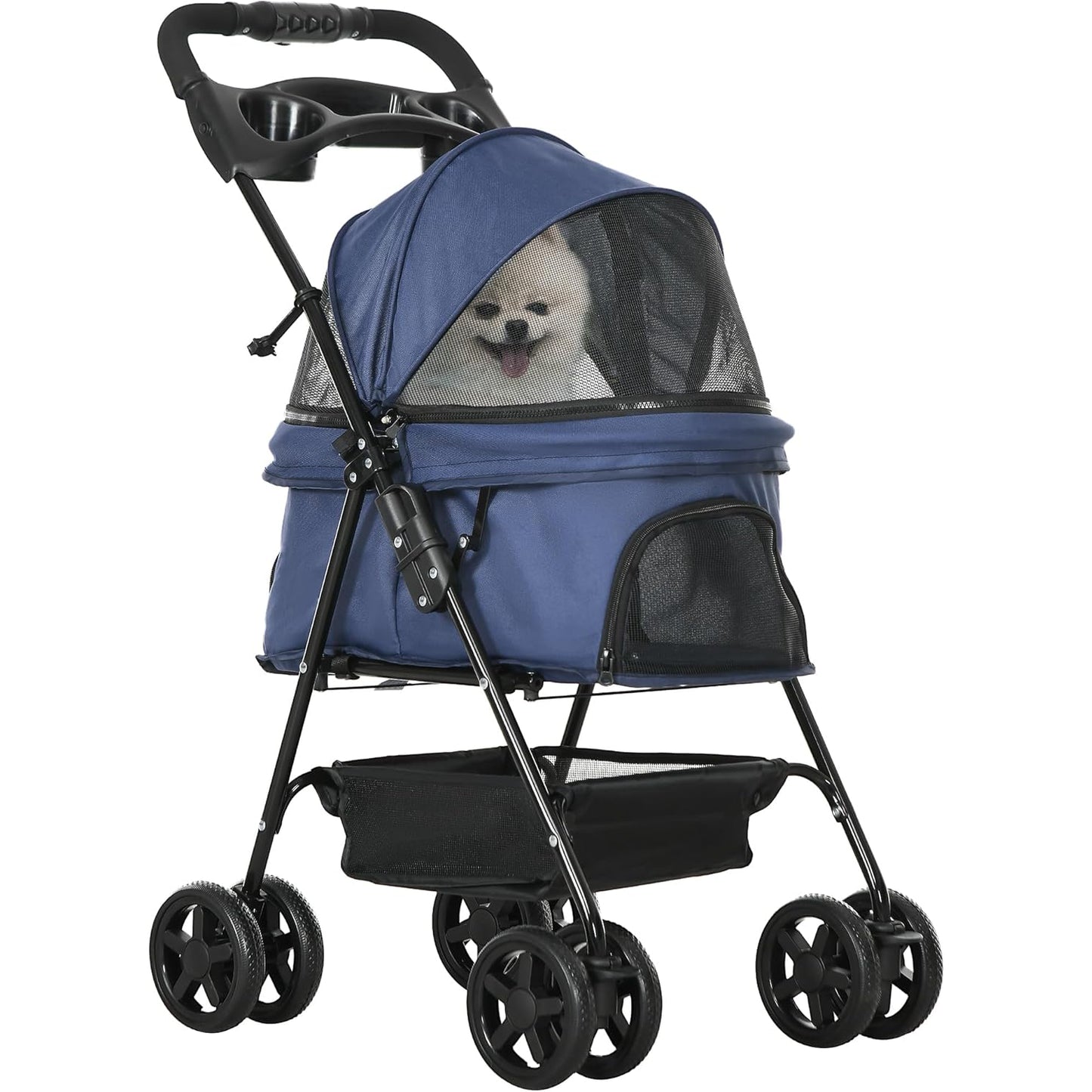 Poussette pour Chiens Pliable PawHut avec Fenêtres Ventilées